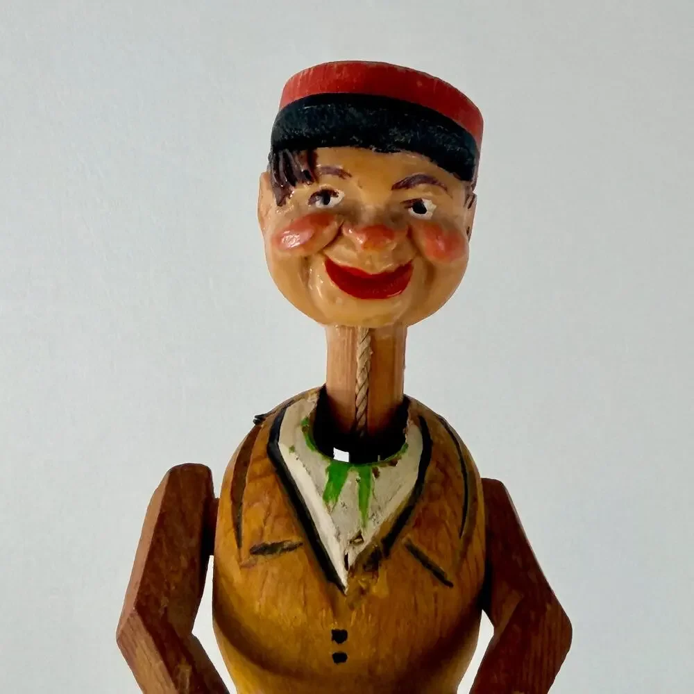 Anri Vintage Mechanical Bottle Stopper Carved Wood Cork‎ Base